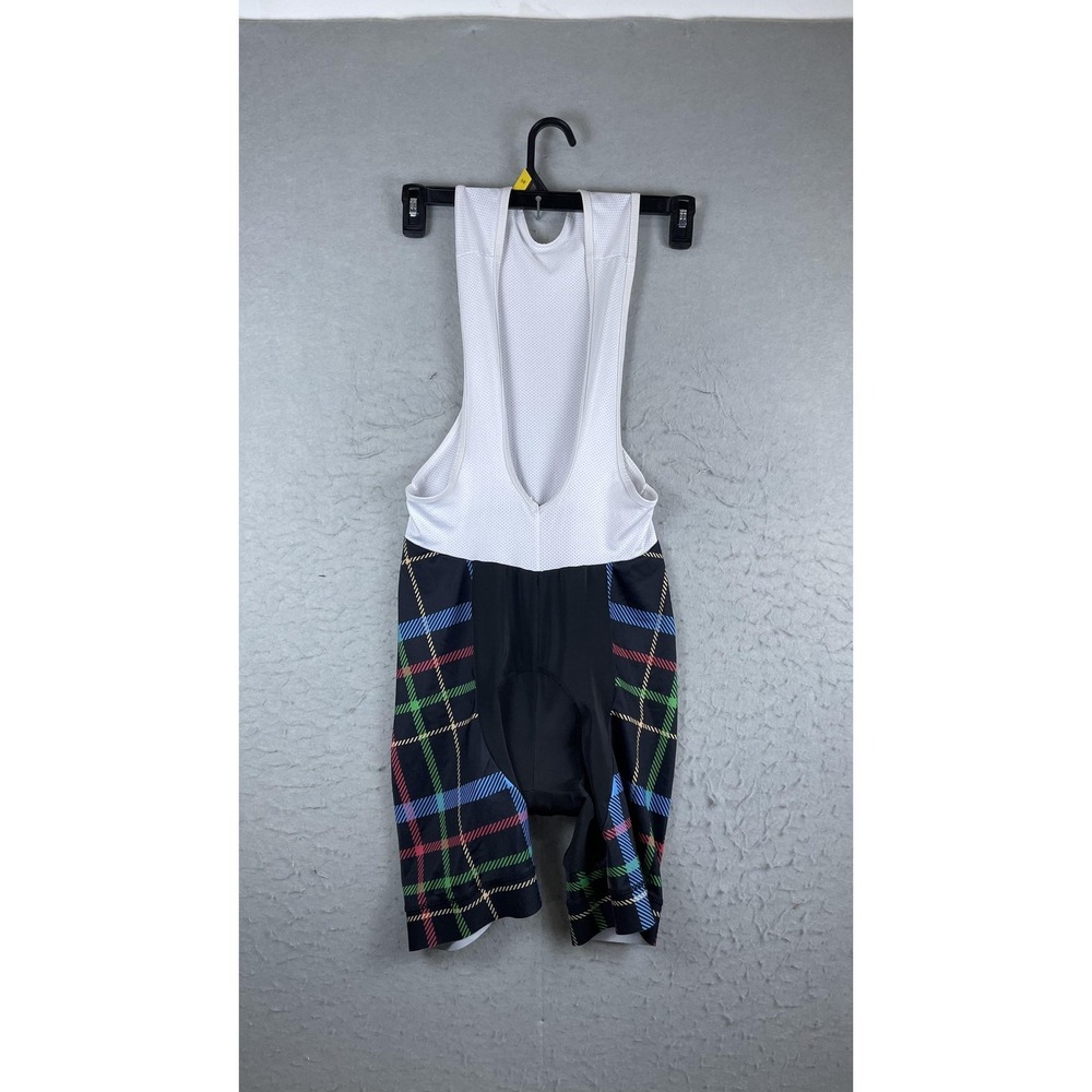 Mens Cycling Bib Shorts Large Multicolor Plaid Padded Bike Athletic Wear